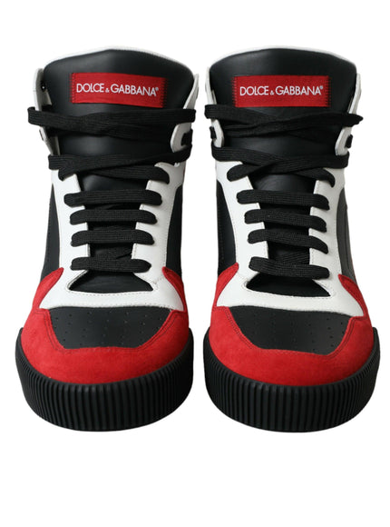 Dolce & Gabbana Black Red Leather High Top Miami Sneakers Shoes - Ellie Belle