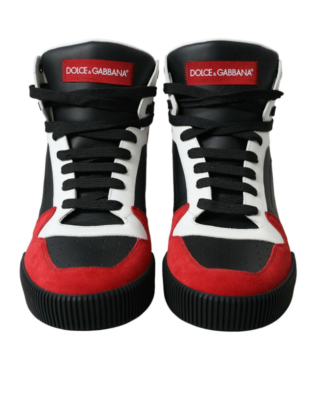 Dolce & Gabbana Black Red Leather High Top Miami Sneakers Shoes - Ellie Belle