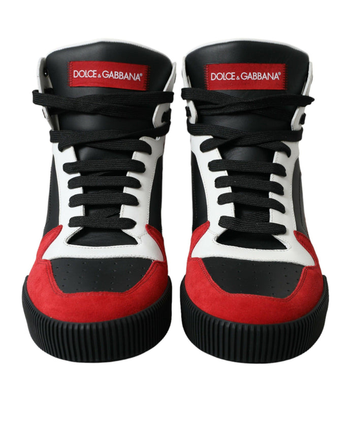 Dolce & Gabbana Black Red Leather High Top Miami Sneakers Shoes - Ellie Belle