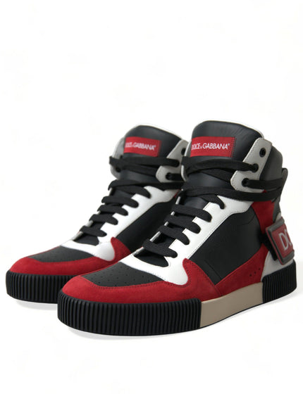 Dolce & Gabbana Black Red Leather High Top Miami Sneakers Shoes - Ellie Belle