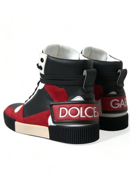 Dolce & Gabbana Black Red Leather High Top Miami Sneakers Shoes - Ellie Belle