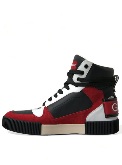 Dolce & Gabbana Black Red Leather High Top Miami Sneakers Shoes - Ellie Belle