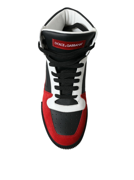 Dolce & Gabbana Black Red Leather High Top Miami Sneakers Shoes - Ellie Belle