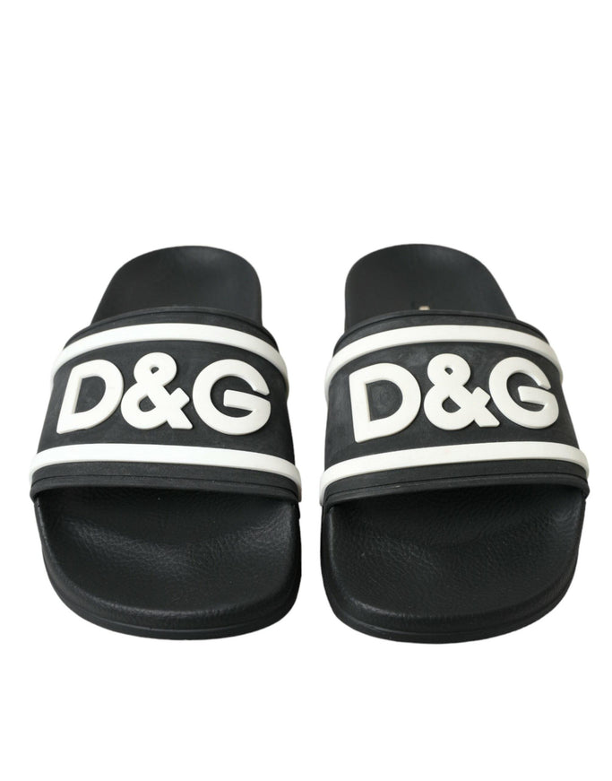 Dolce & Gabbana Black Rubber Beachwear Slippers Sandals Shoes - Ellie Belle