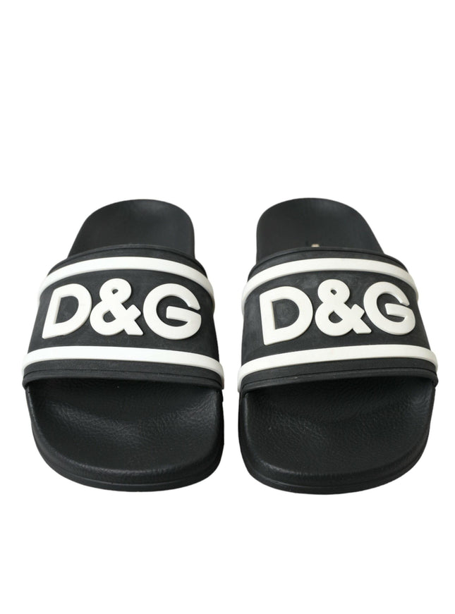 Dolce & Gabbana Black Rubber Beachwear Slippers Sandals Shoes - Ellie Belle