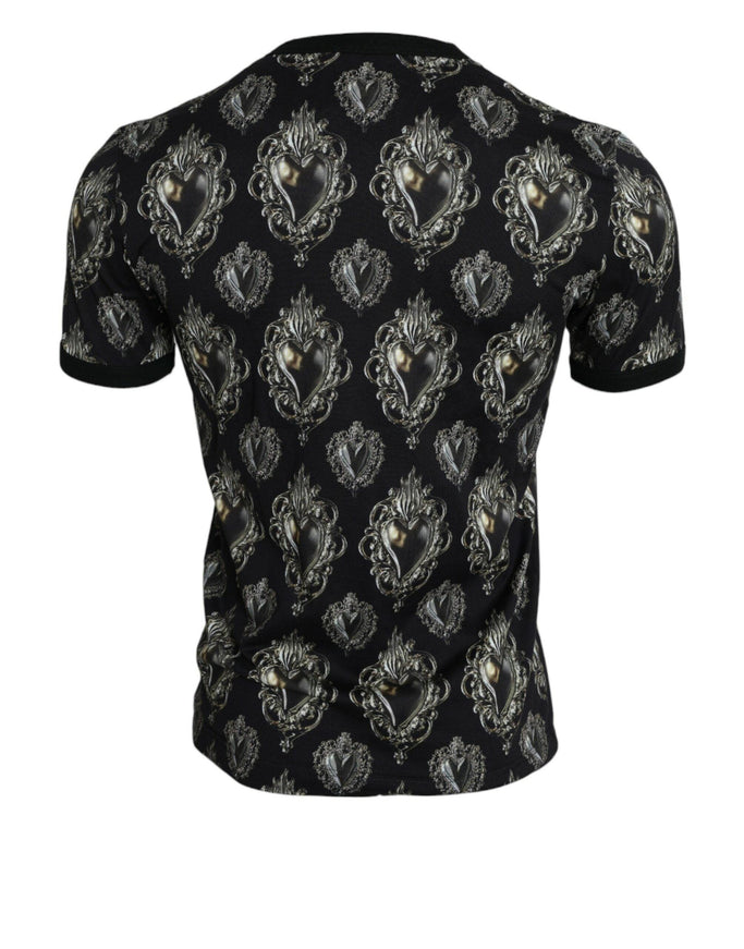 Dolce & Gabbana Black Sacred Heart Cotton Crew Neck T-shirt - Ellie Belle