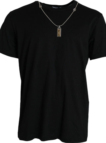 Dolce & Gabbana Black Silver Chain Short Sleeve T-shirt - Ellie Belle