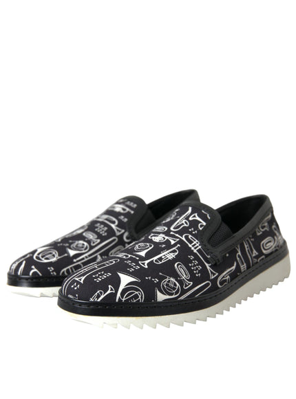 Dolce & Gabbana Black Slip On Canvas Loafers - Ellie Belle