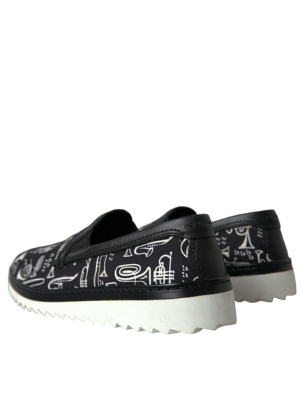 Dolce & Gabbana Black Slip On Canvas Loafers - Ellie Belle