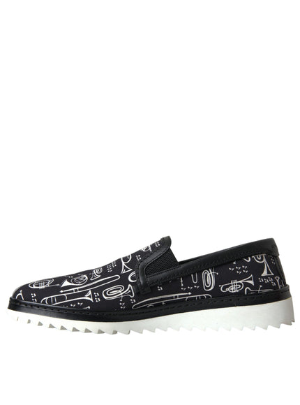 Dolce & Gabbana Black Slip On Canvas Loafers - Ellie Belle