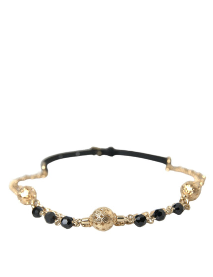 Dolce & Gabbana Black Suede Gold Chain Crystal Waist Belt - Ellie Belle