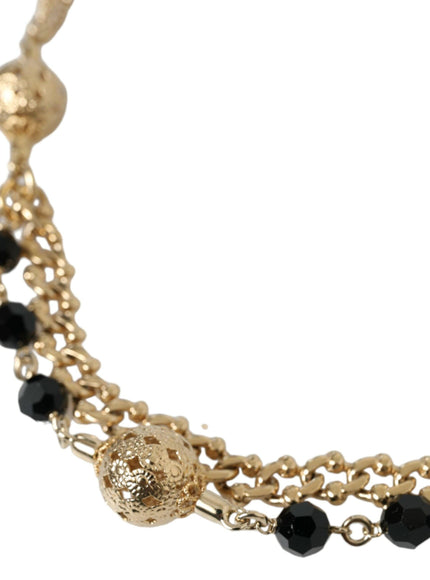 Dolce & Gabbana Black Suede Gold Chain Crystal Waist Belt - Ellie Belle