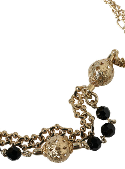 Dolce & Gabbana Black Suede Gold Chain Crystal Waist Belt - Ellie Belle