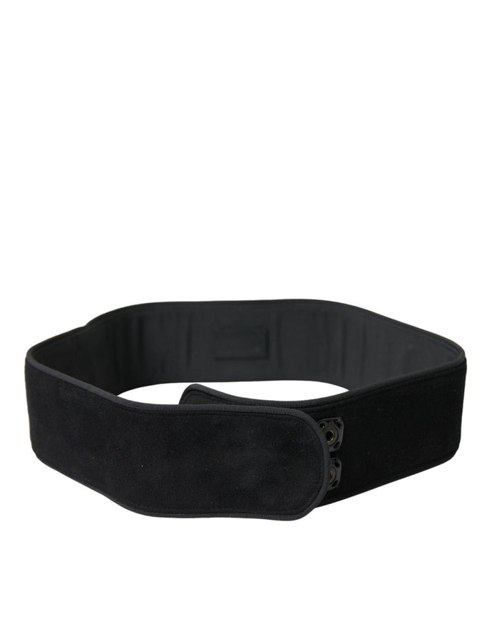 Dolce & Gabbana Black Suede Leather Wide Waist Belt - Ellie Belle