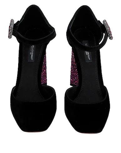 Dolce & Gabbana Black Velvet Crystal Pumps - Ellie Belle