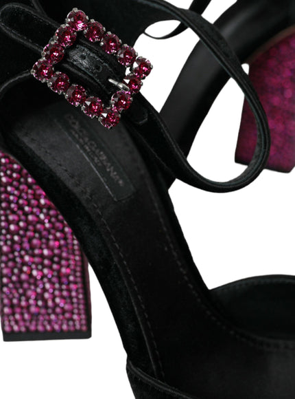 Dolce & Gabbana Black Velvet Crystal Pumps - Ellie Belle