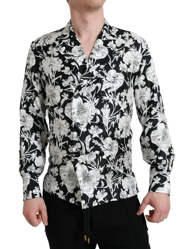 Dolce & Gabbana Black White Floral Pattern Shirt - Ellie Belle