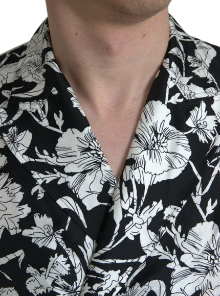 Dolce & Gabbana Black White Floral Pattern Shirt - Ellie Belle