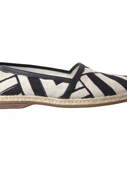 Dolce & Gabbana Black White Stripes Slip On Espadrille Shoes - Ellie Belle