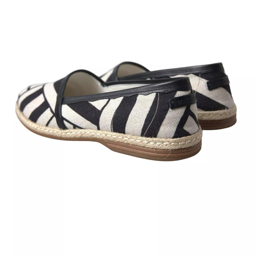 Dolce & Gabbana Black White Stripes Slip On Espadrilles