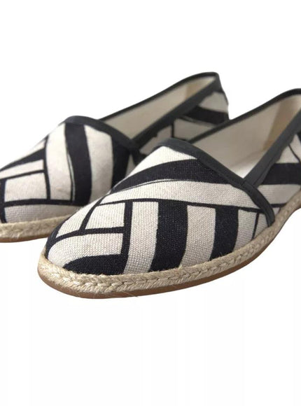 Dolce & Gabbana Black White Stripes Slip On Espadrille Shoes - Ellie Belle