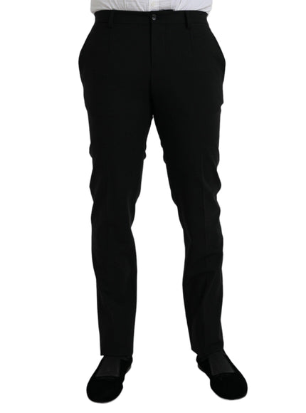 Dolce & Gabbana Black Wool Slim Fit Formal Pants - Ellie Belle