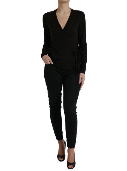 Dolce & Gabbana Black Wool V-neck Crossed Cardigan Sweater - Ellie Belle