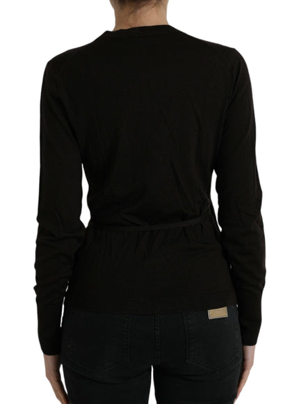 Dolce & Gabbana Black Wool V-neck Crossed Cardigan Sweater - Ellie Belle