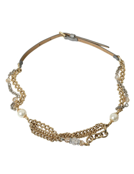 Dolce & Gabbana Blue Braided Gold Brass Chain Waist Belt - Ellie Belle
