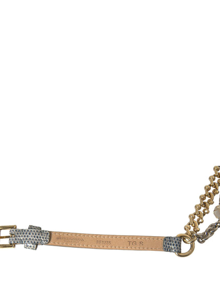 Dolce & Gabbana Blue Braided Gold Brass Chain Waist Belt - Ellie Belle