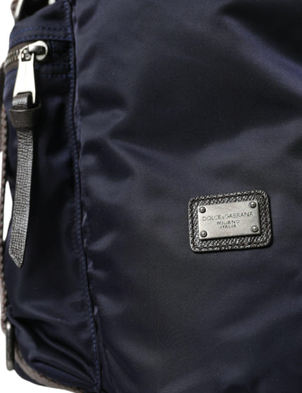 Dolce & Gabbana Blue Brown Nylon Leather Rucksack Backpack Bag - Ellie Belle