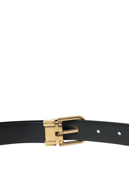 Dolce & Gabbana Blue Calf Leather Gold Metal Buckle Belt - Ellie Belle