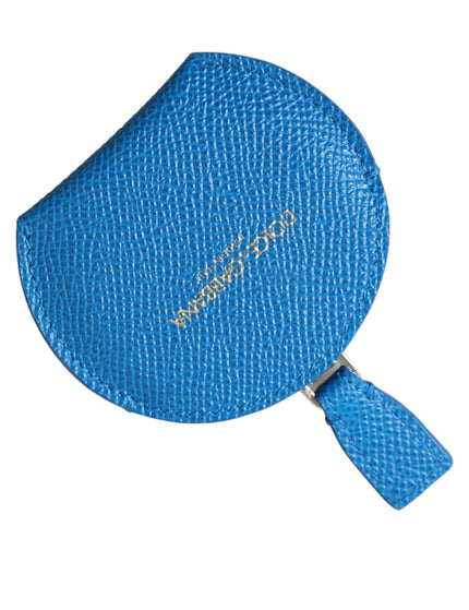 Dolce & Gabbana Blue Calfskin Leather Round Logo Hand Mirror Holder - Ellie Belle