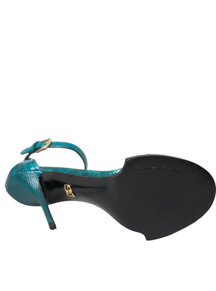 Dolce & Gabbana Blue Exotic Leather Crystal Sandals - Ellie Belle