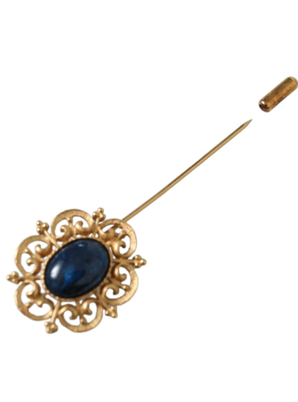 Dolce & Gabbana Blue Gold Tone Lapel Pin Brooch - Ellie Belle