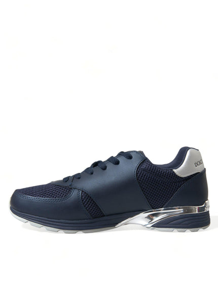Dolce & Gabbana Blue Leather Low Top Sneakers Shoes - Ellie Belle
