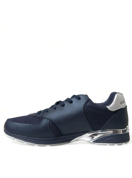 Dolce & Gabbana Blue Leather Low Top Sneakers Shoes - Ellie Belle