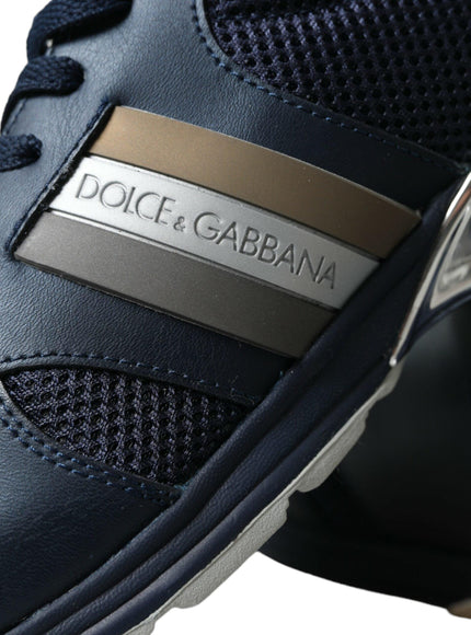 Dolce & Gabbana Blue Leather Low Top Sneakers Shoes - Ellie Belle