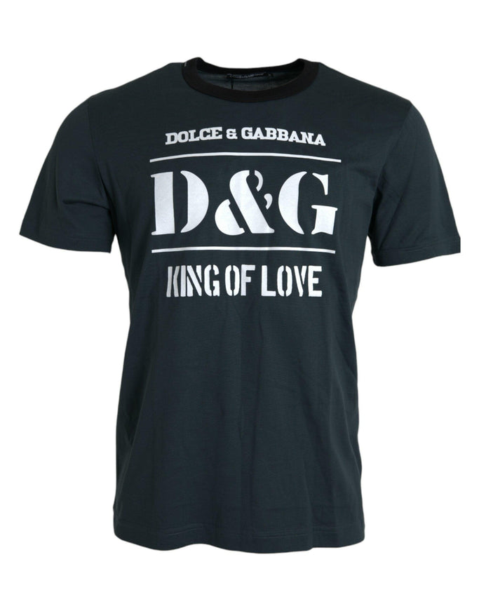 Dolce & Gabbana Blue Logo Print Crew T-shirt - Ellie Belle