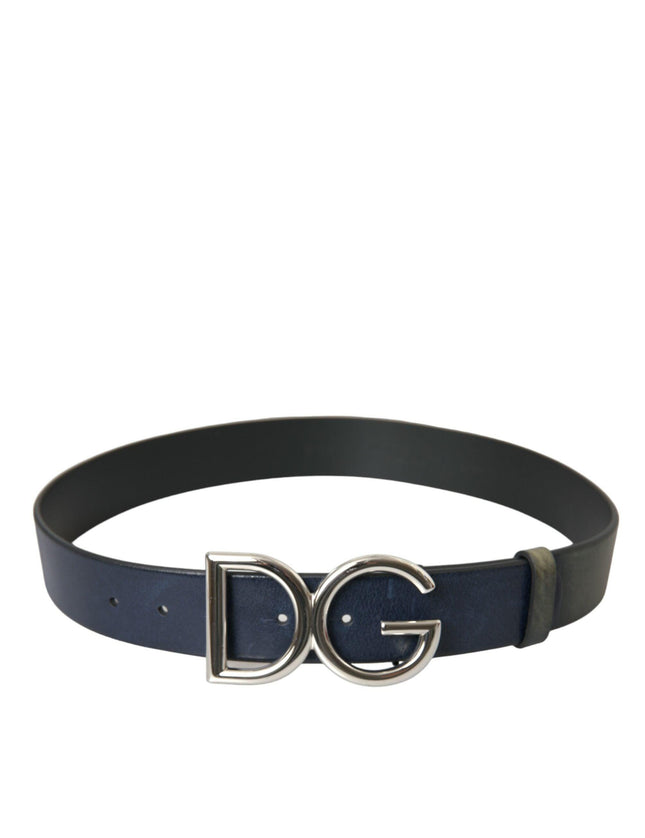 Dolce & Gabbana Blue Metal Logo Buckle Belt Men - Ellie Belle