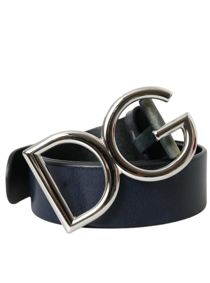 Dolce & Gabbana Blue Metal Logo Buckle Belt Men - Ellie Belle