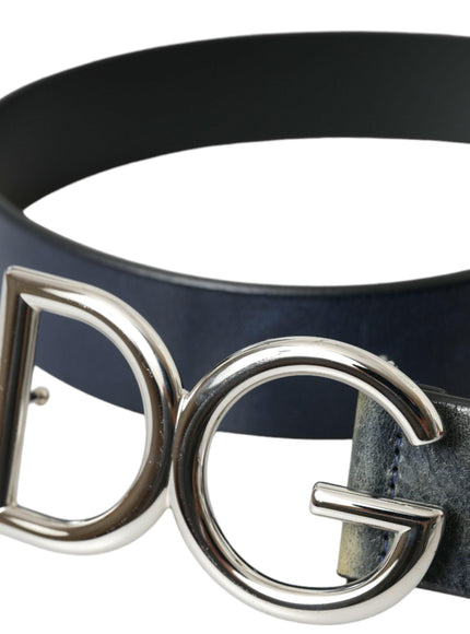 Dolce & Gabbana Blue Metal Logo Buckle Belt Men - Ellie Belle