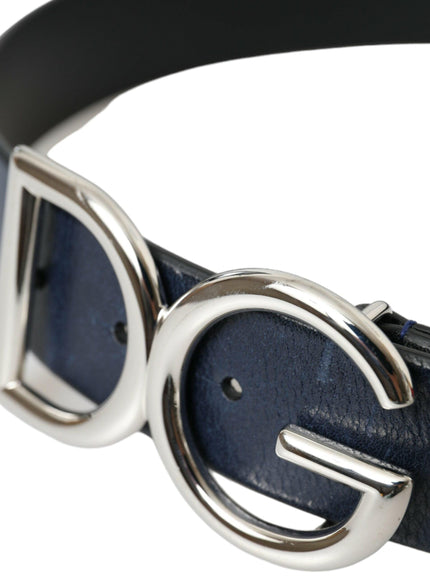 Dolce & Gabbana Blue Metal Logo Buckle Belt Men - Ellie Belle