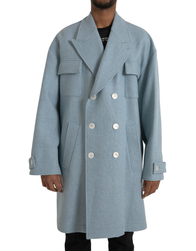 Dolce & Gabbana Blue Peak Lapel Coat - Ellie Belle