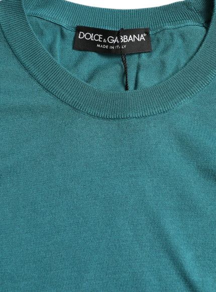 Dolce & Gabbana Blue Silk Crew Neck Pullover Sweater - Ellie Belle