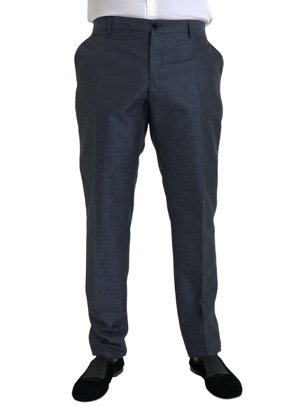 Dolce & Gabbana Blue Wool Zipper Closure Pants - Ellie Belle