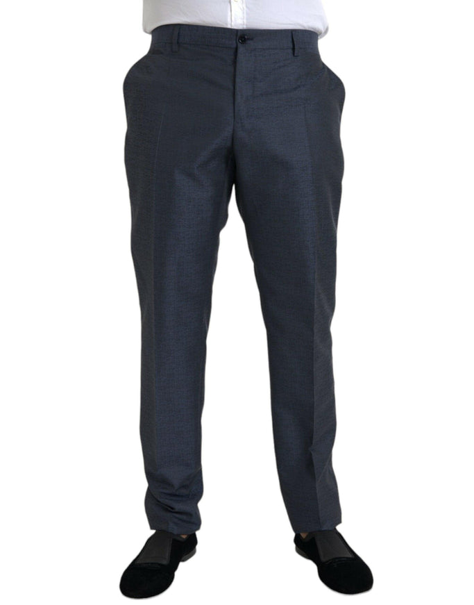 Dolce & Gabbana Blue Wool Zipper Closure Pants - Ellie Belle