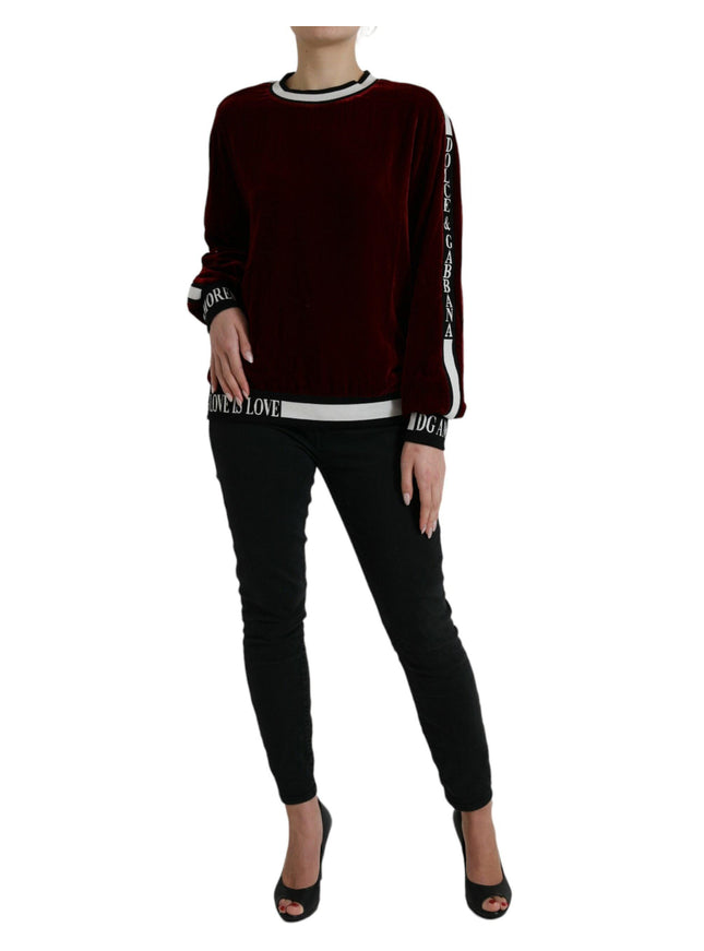Dolce & Gabbana Bordeaux Velvet Round Neck Pullover Sweater - Ellie Belle
