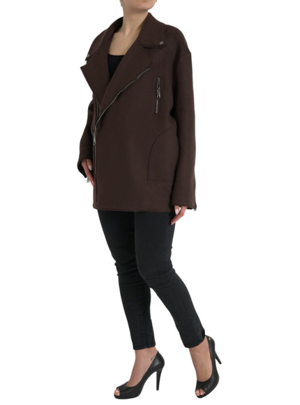 Dolce & Gabbana Brown Biker Wool Jacket - Ellie Belle