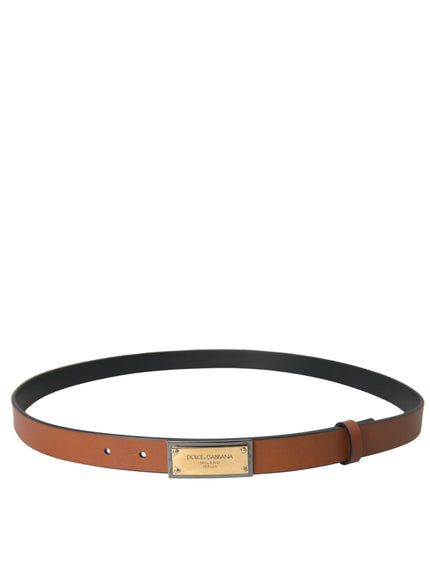 Dolce & Gabbana Brown Calf Leather Buckle Belt Men - Ellie Belle